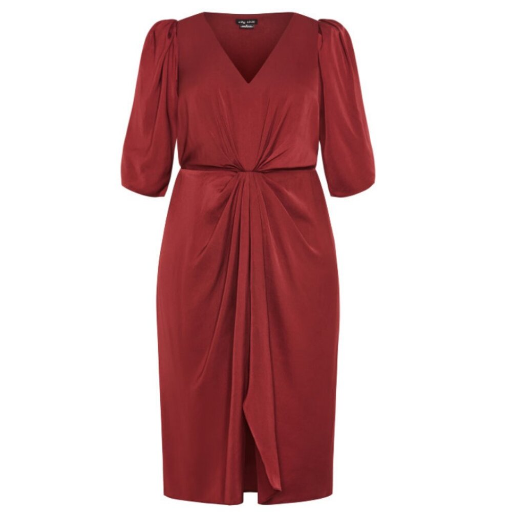 NWT City Chic Aubree Cabernet Drape Midi Dress 22 - Picture 6 of 13